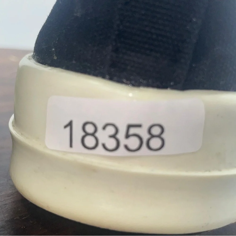 Rick Owens Black White Canvas High-Top Sneakers Lace Up Zipper Size 40